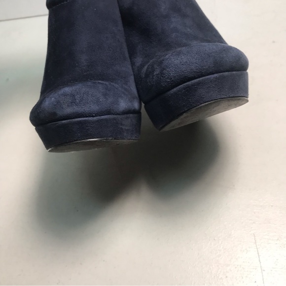 TROUVÉ | Blue Suede Platform Wedge Booties Size 7M - Picture 3 of 9